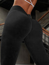 ZASUWA Female Denim Deep V Back Scrunch Bum Leggings