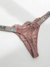 ZASUWA Female Love Print Lace Dazling Diamond Thong