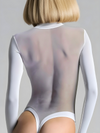 🖤ZASUWA Female Sexy Deep V See-Through Mesh Patchwork Long Sleeve Bodysuit