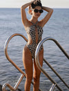 ZASUWA Female Leopard Print Unique Cutout Tie A Bow One Piece