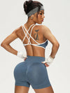ZASUWA Female Contrast Color Cross Back Elastic Tight Short Tracksuit