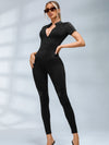 🖤ZASUWA Female PU Half Zipper Peach Booty Jumpsuit