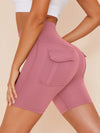 ZASUWA Female Plus Size Solid Color Pockets Spandex Gym Booty Shorts