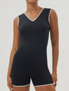 ZASUWA Female Contrast Color V-neck Backless with Chest Pads Romper