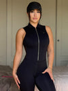 ❤ZASUWA Female Sexy Sheer Mesh Back Deep V Back Scrunch Bum Zipper Jumpsuit