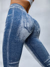 ZASUWA Female Deep V Back Denim Scrunch Bum Leggings