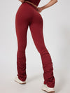 ZASUWA Female Solid Color Flare Folds High-rise Leggings