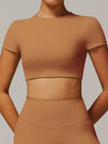 ZASUWA Female Solid Color Backless with Pads Cropped Short Sleeves