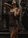 ZASUWA Female Leopard Print Big Sexy Split Design Dress X ANECHKAANNN ⭐