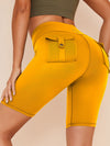 ZASUWA Female Pockets Spandex Gym Booty Cargo Shorts