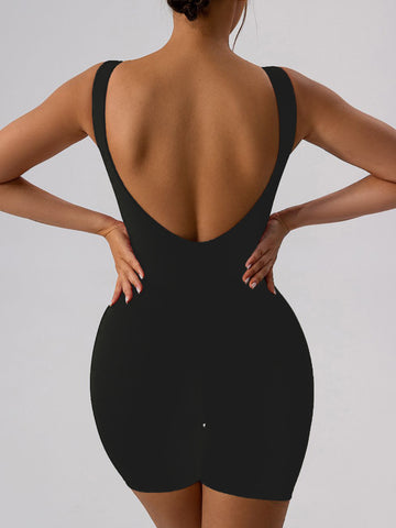 ZASUWA Female Hollow Out U Back High-Support Scrunch Bum Romper