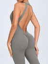 ZASUWA Female Sexy Backless Hollow Out V-shaped Waist Scrunch Bum Jumpsuit