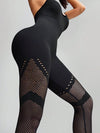 ZASUWA Female Sexy Hollow Out Fishnet Backless Elastic Tight Jumpsuit