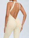 ZASUWA Female Sexy Backless Hollow Out V-shaped Waist Scrunch Bum Jumpsuit