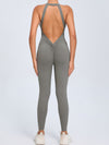 ZASUWA Female Sexy Backless Hollow Out V-shaped Waist Scrunch Bum Jumpsuit
