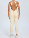ZASUWA Female Sexy Backless Hollow Out V-shaped Waist Scrunch Bum Jumpsuit