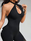ZASUWA Female Sexy Hollow Out Fishnet Backless Elastic Tight Jumpsuit
