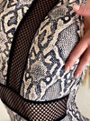 🖤ZASUWA Female Sexy Fishnet Snake Print Backless Jumpsuits
