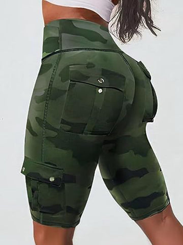 ZASUWA Female Camouflage Tight High Waist Hip Yoga Shorts