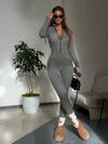 ZASUWA Female Fashion Zipper Tummy Control Fleece Jumpsuit