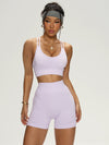 ZASUWA Female Solid Color Cross Back Scrunch Bum Short Tracksuit