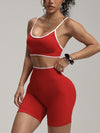 ZASUWA Female Contrast Color Elastic Tight Short Tracksuit