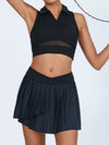 ZASUWA Female Pleated 2 In 1 Mesh Tennis Skirts Suits