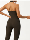 ZASUWA Female U Collar Halter Scrunch Bum Jumpsuit