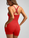 ZASUWA Female Ribbed Pocket Cross Back Scrunch Bum Seamless Romper