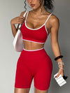 ZASUWA Female Contrast Color Elastic Tight Short Tracksuit