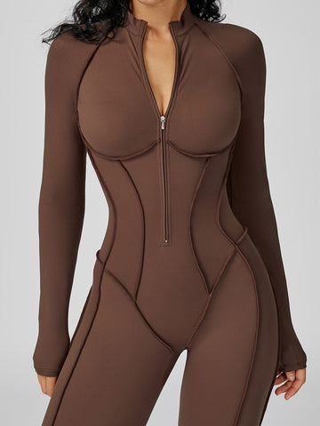 ZASUWA Female Sexy Zipper Stitch Performance Jumpsuit