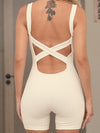ZASUWA Female Ribbed Cross Back Seamless Romper