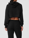 ZASUWA Female Velvet Ribbed Pocket Hooded Tracksuit