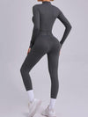 ZASUWA Female Push-Up Mesh Thumbhole Zipper Jumpsuit