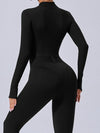 ZASUWA Female Push-Up Mesh Thumbhole Zipper Jumpsuit