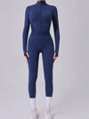 ZASUWA Female Push-Up Mesh Thumbhole Zipper Jumpsuit