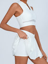 ZASUWA Female Pleated 2 In 1 Mesh Tennis Skirts Suits