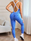 ZASUWA Female Leopard Print Cross Back Jumpsuit