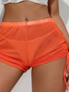 ZASUWA Female Sexy Sheer Mesh Drawstring Quick-dry Shorts