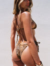 ZASUWA Female Unique Tiger Print Beach Lace-up Bikini Set