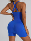 ZASUWA Female Ribbed Pocket Cross Back Scrunch Bum Seamless Romper