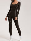 ZASUWA Female Fleece Zipper Stripes Long Sleeves Jumpsuit