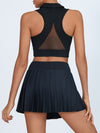 ZASUWA Female Pleated 2 In 1 Mesh Tennis Skirts Suits