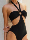 ZASUWA Female Sexy Halter Solid Color Hollow Out One Piece