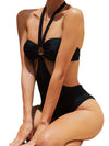 ZASUWA Female Sexy Halter Solid Color Hollow Out One Piece