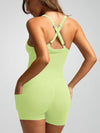 ZASUWA Female Ribbed Pocket Cross Back Scrunch Bum Seamless Romper