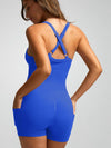 ZASUWA Female Ribbed Pocket Cross Back Scrunch Bum Seamless Romper