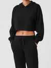 ZASUWA Female Velvet Ribbed Pocket Hooded Tracksuit