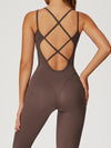 ZASUWA Female Sexy Cross Back Flare Jumpsuit