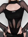 ZASUWA Female Sexy Sheer Mesh Elastic Tight Bodysuit